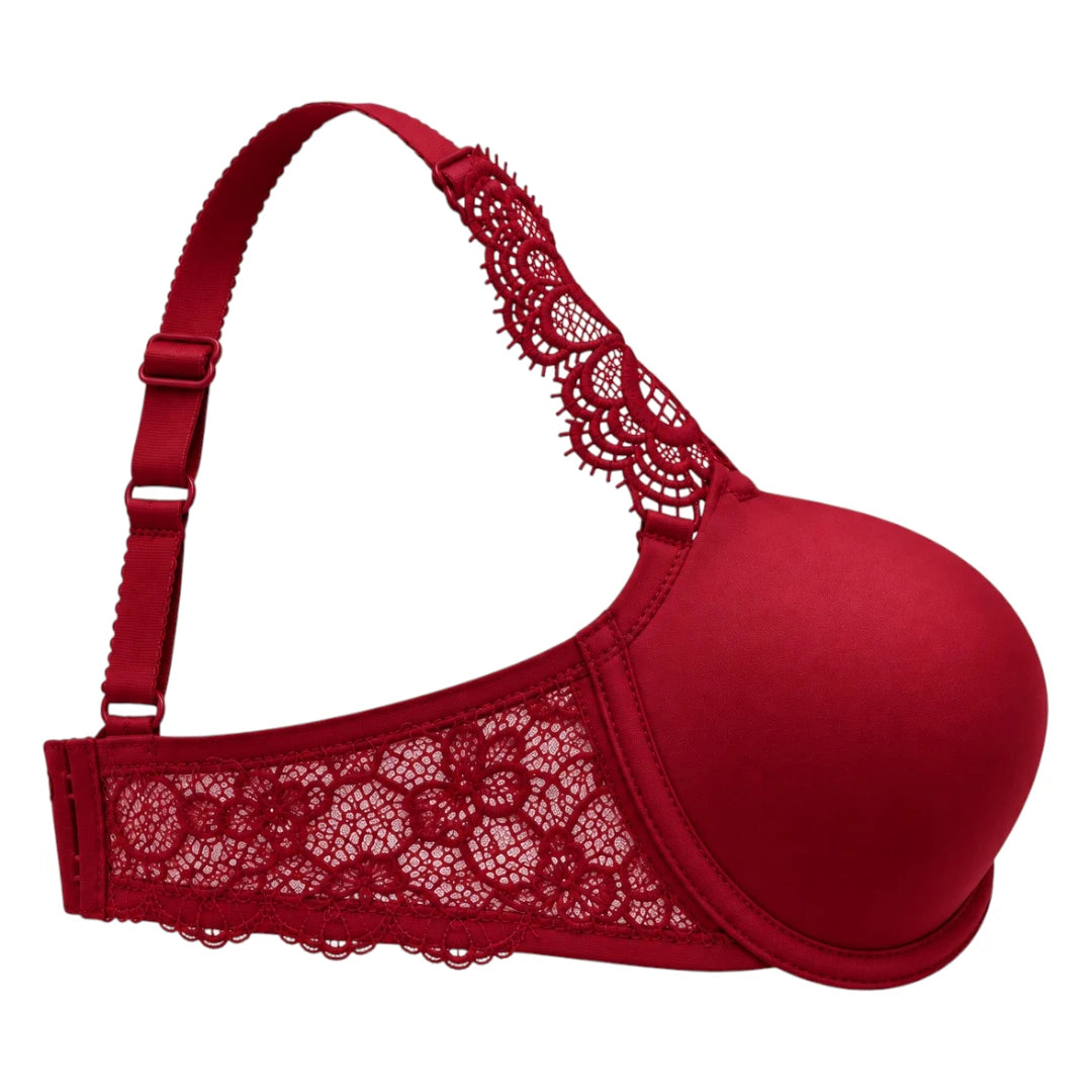 ASCETA Butterfly Lace Padded Bra – Burgundy