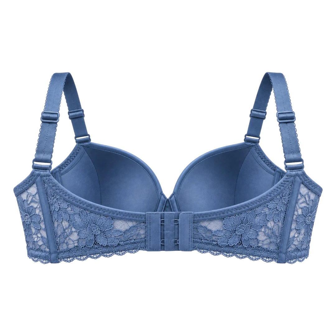 ASCETA Elegant Lace Padded Bra – Dusty Blue