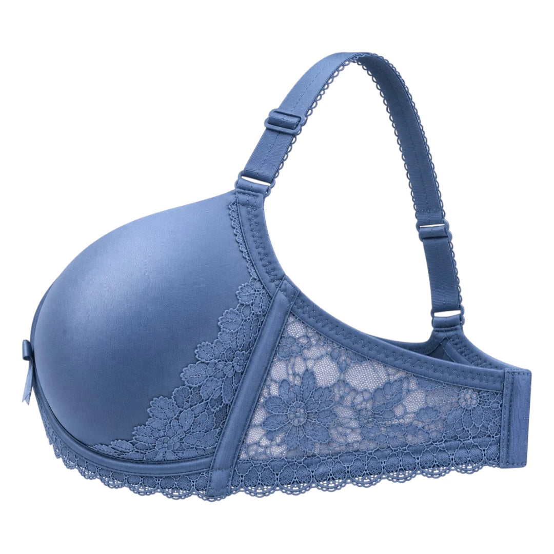 ASCETA Elegant Lace Padded Bra – Dusty Blue