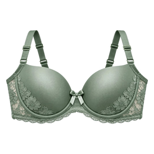 ASCETA Floral Lace Padded Bra – Sage Green