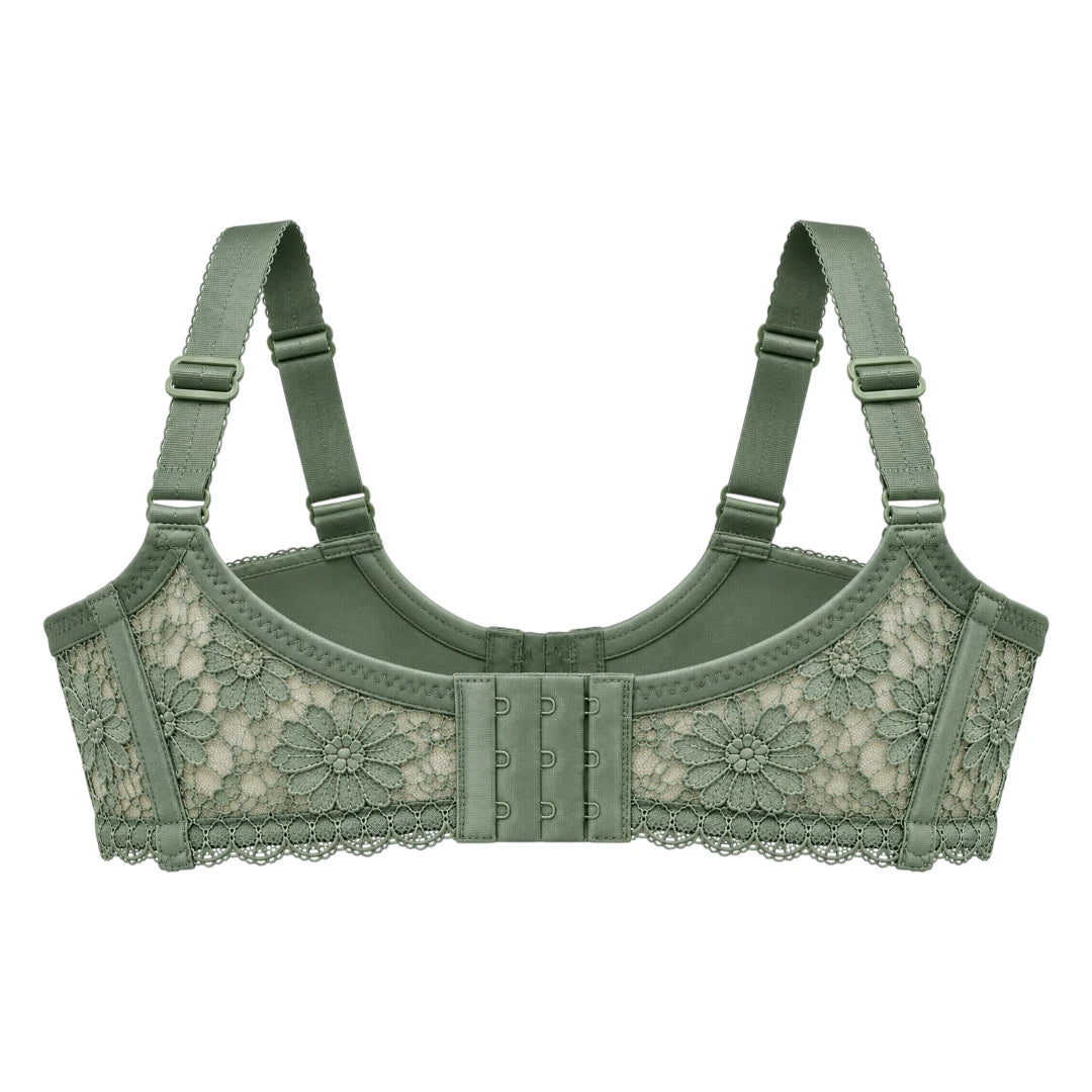 ASCETA Floral Lace Padded Bra – Sage Green