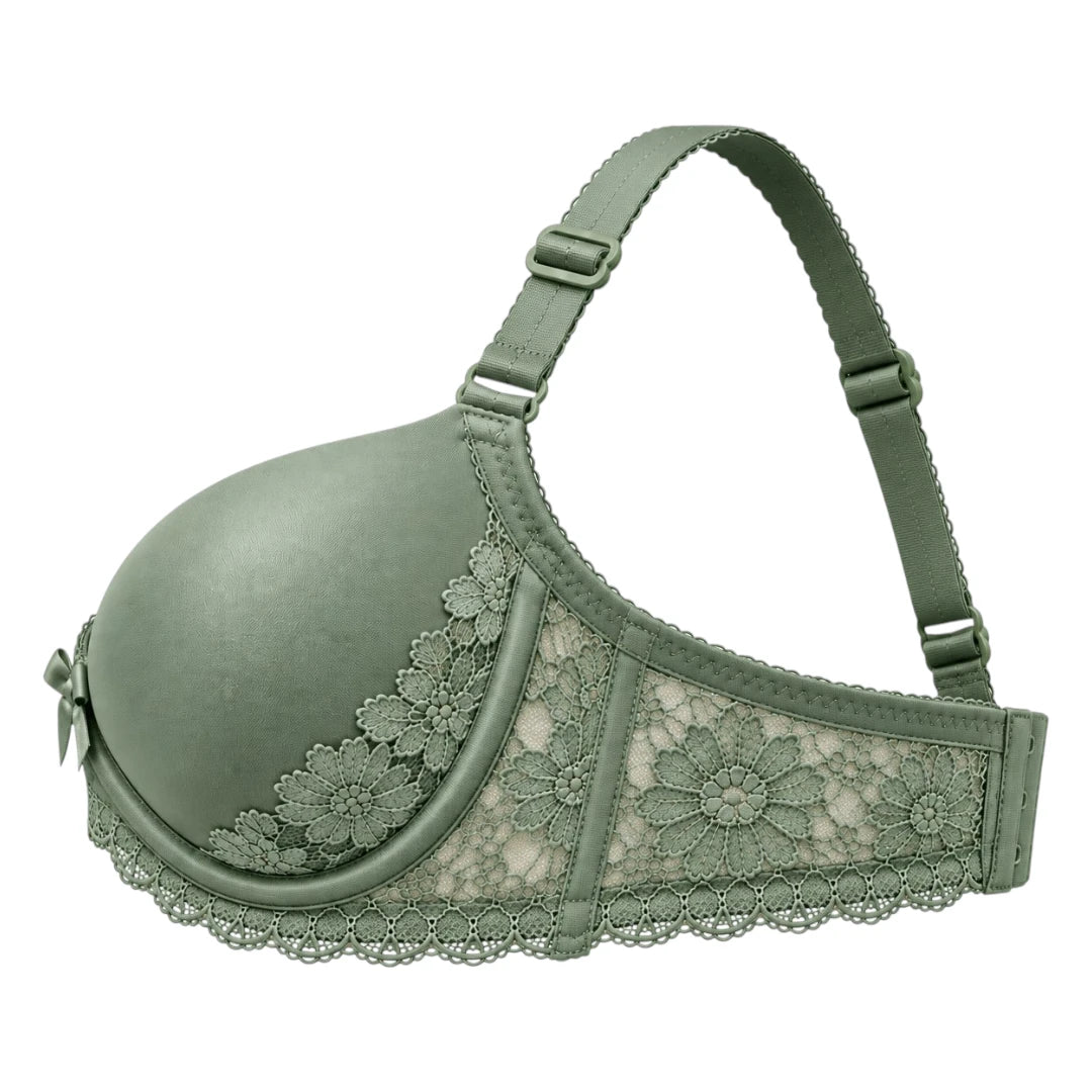 ASCETA Floral Lace Padded Bra – Sage Green