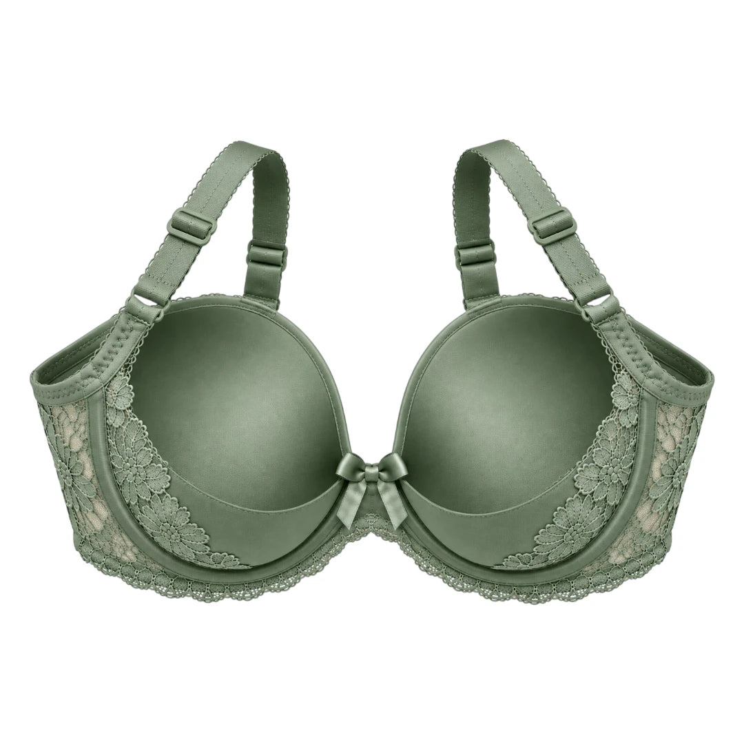 ASCETA Floral Lace Padded Bra – Sage Green