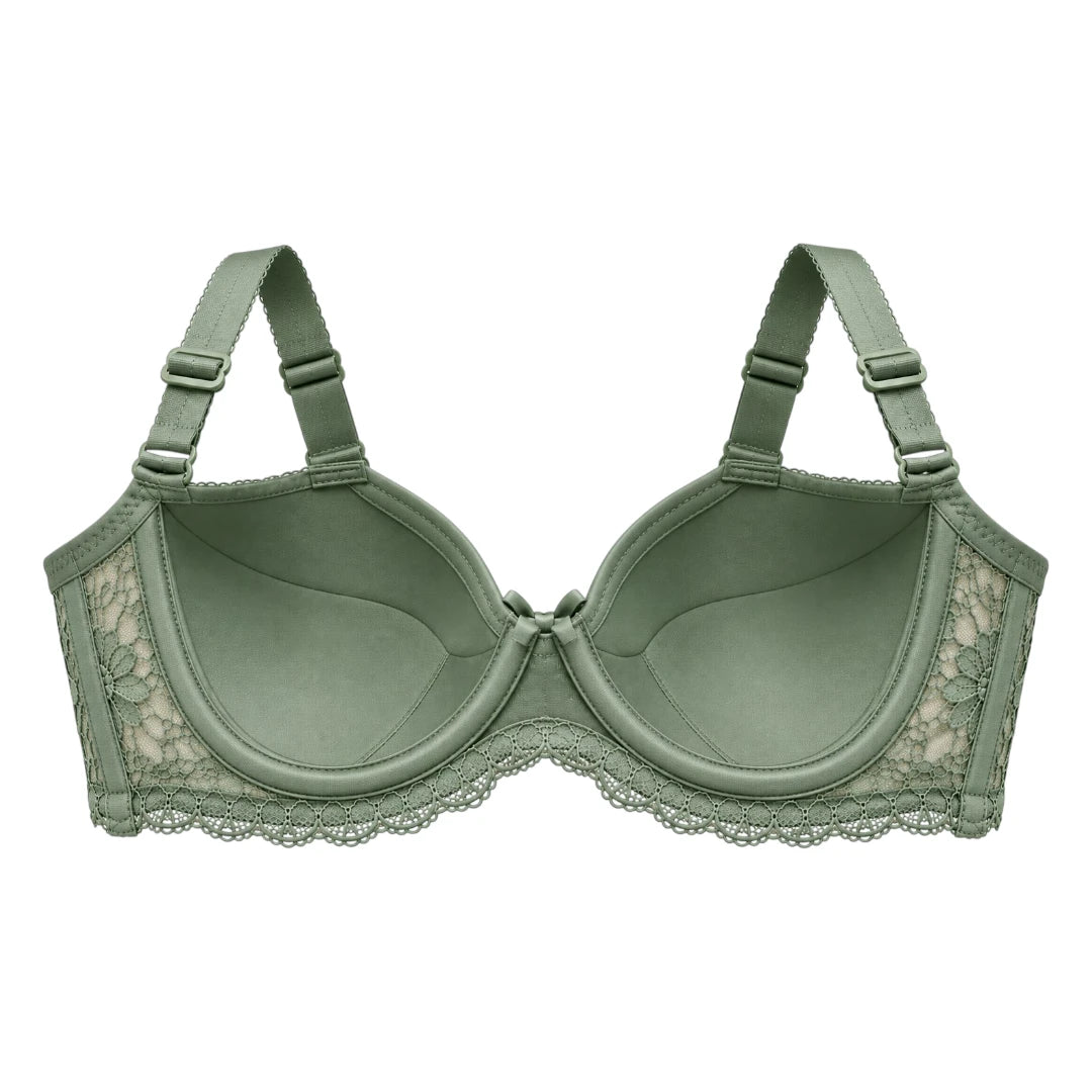 ASCETA Floral Lace Padded Bra – Sage Green