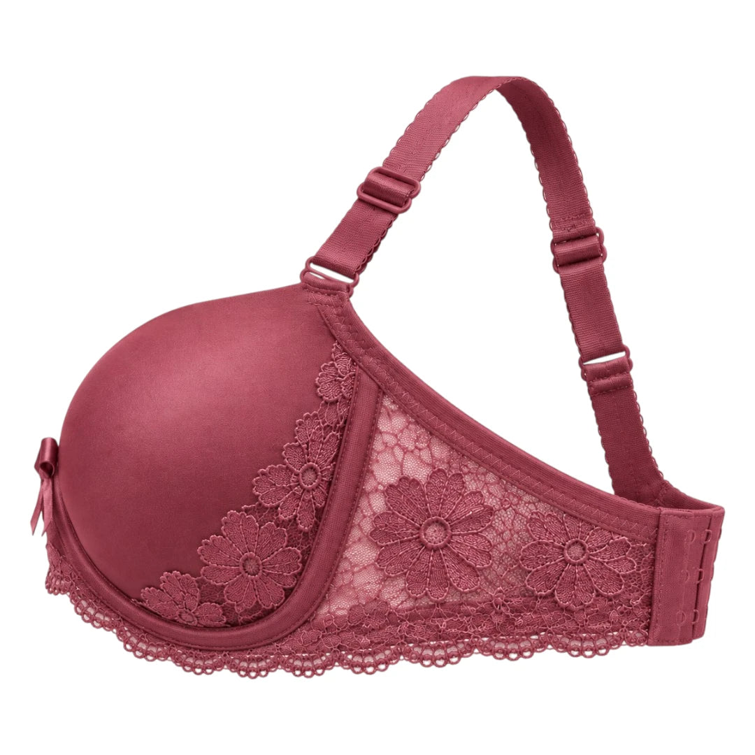 ASCETA Floral Lace Padded Bra – Dusty Rose