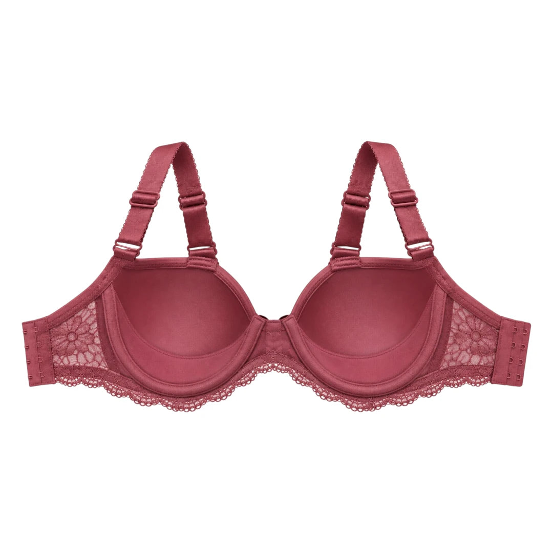 ASCETA Floral Lace Padded Bra – Dusty Rose