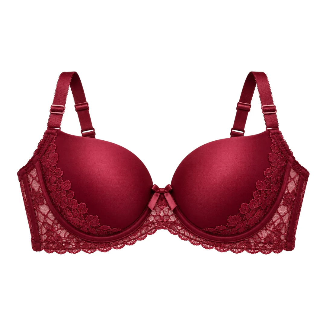 ASCETA Lace Push-Up Bra – Burgundy