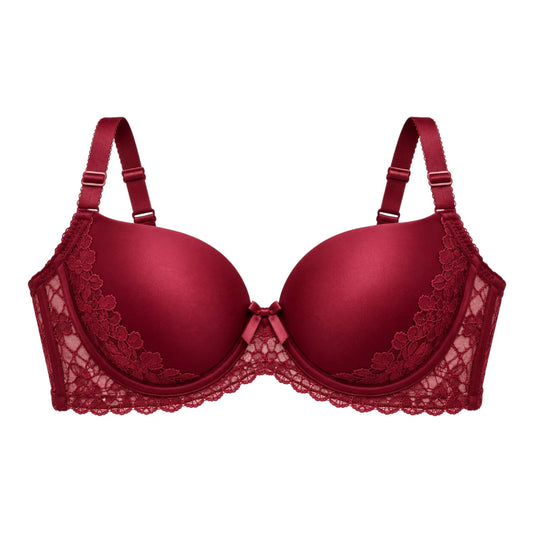 ASCETA Lace Push-Up Bra – Burgundy