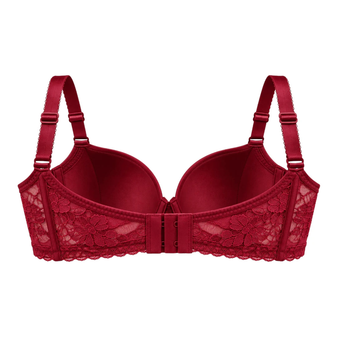 ASCETA Lace Push-Up Bra – Burgundy
