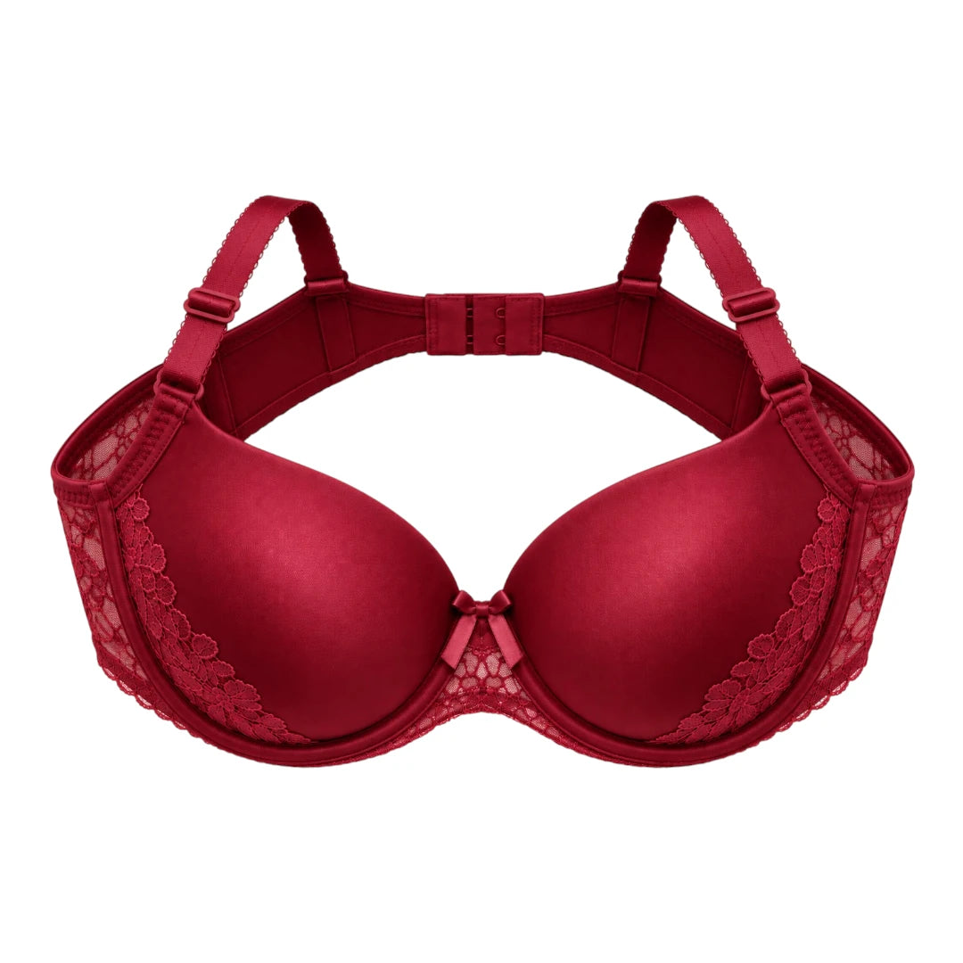 ASCETA Lace Push-Up Bra – Burgundy