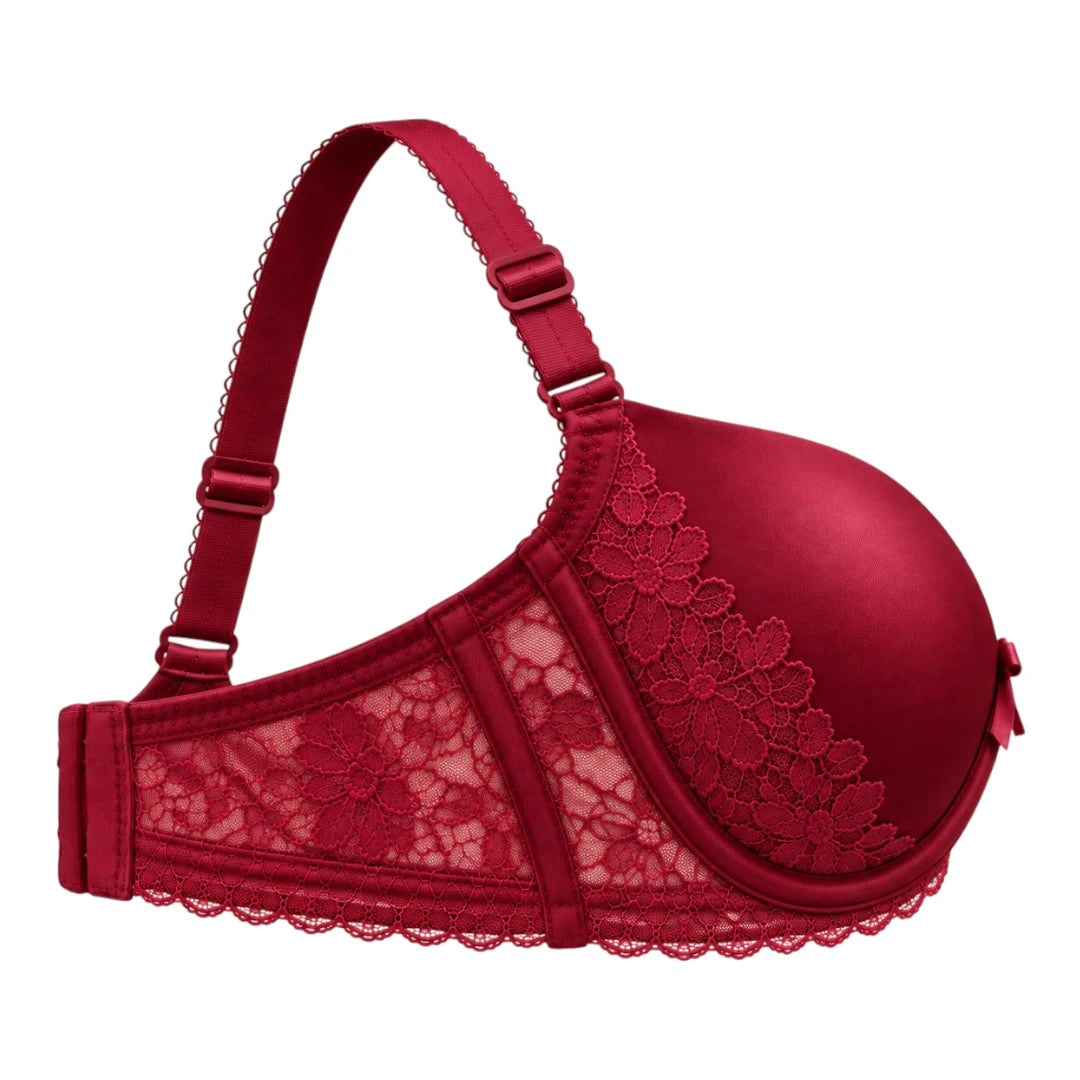 ASCETA Lace Push-Up Bra – Burgundy
